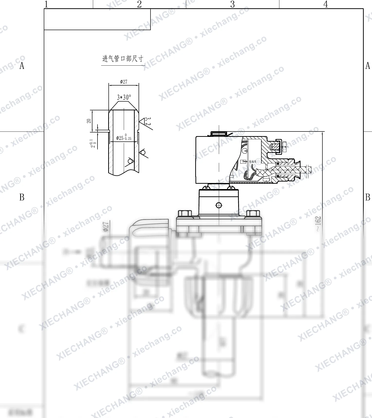 DCF-F-ZM-20 · 3/4" · válvula de pulso en ángulo recto con rosca macho antideflagrante — Plano de instalación