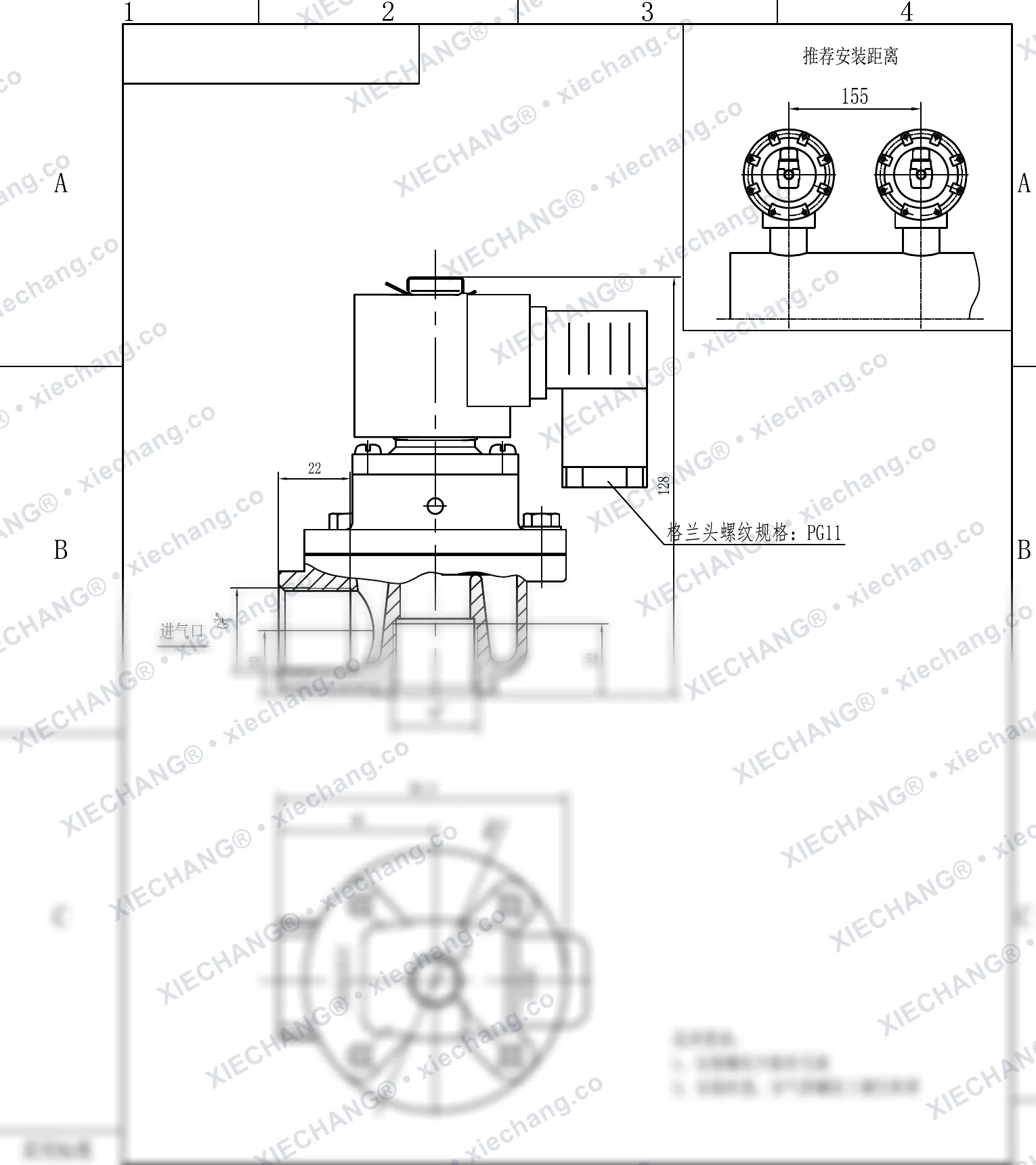 DCF-Z-20 · 3/4" · válvula de pulso en ángulo recto — Plano de instalación