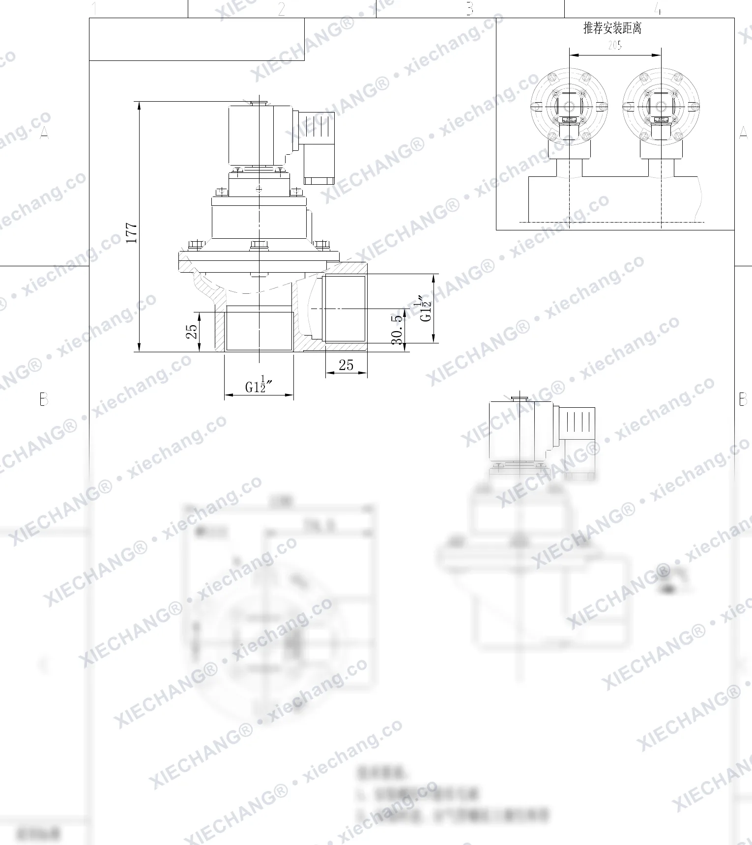 DCF-Z-40S-C · 1½" · válvula de pulso en ángulo recto — Plano de instalación