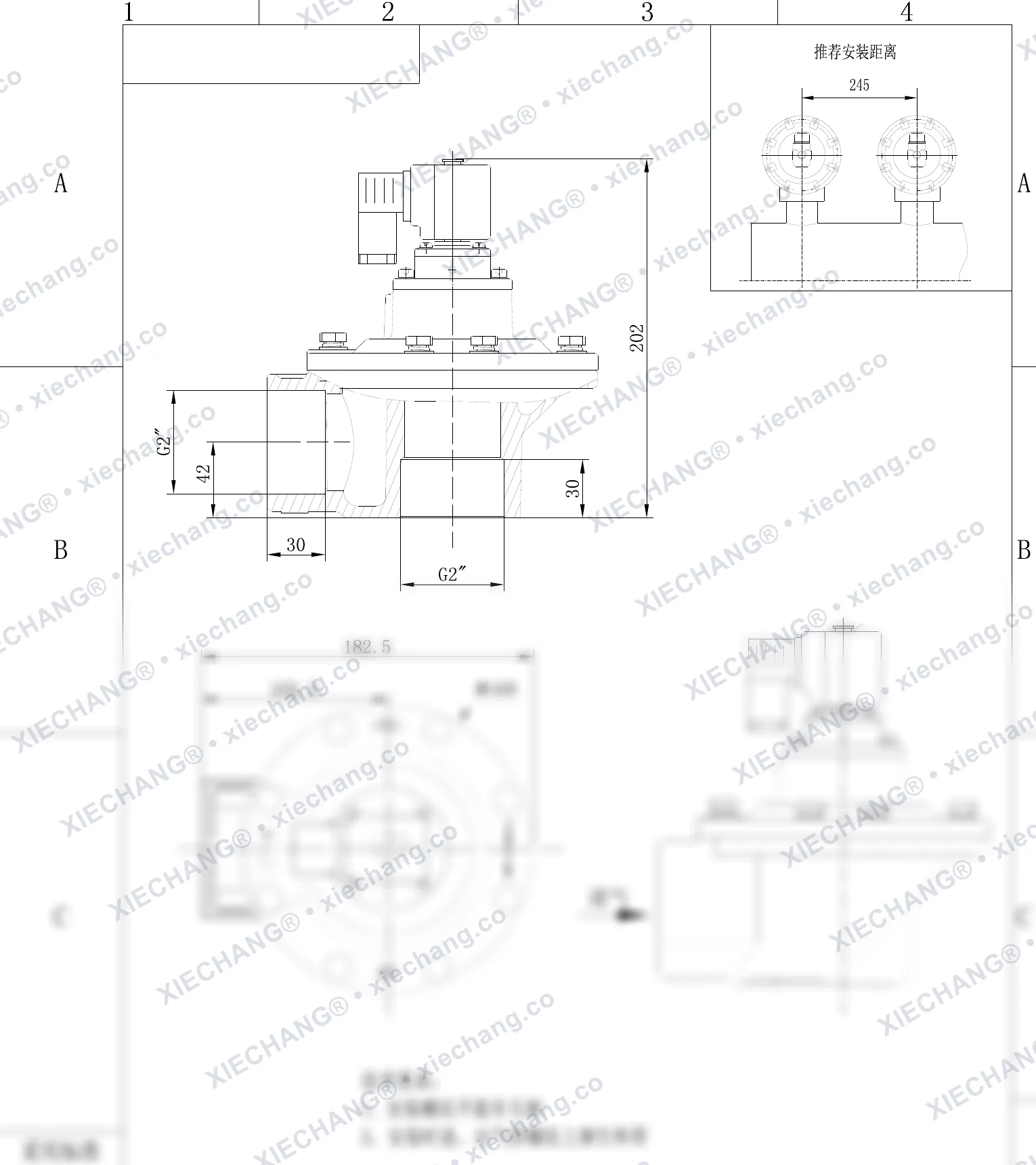 DCF-Z-50S-C · 2" · válvula de pulso en ángulo recto — Plano de instalación