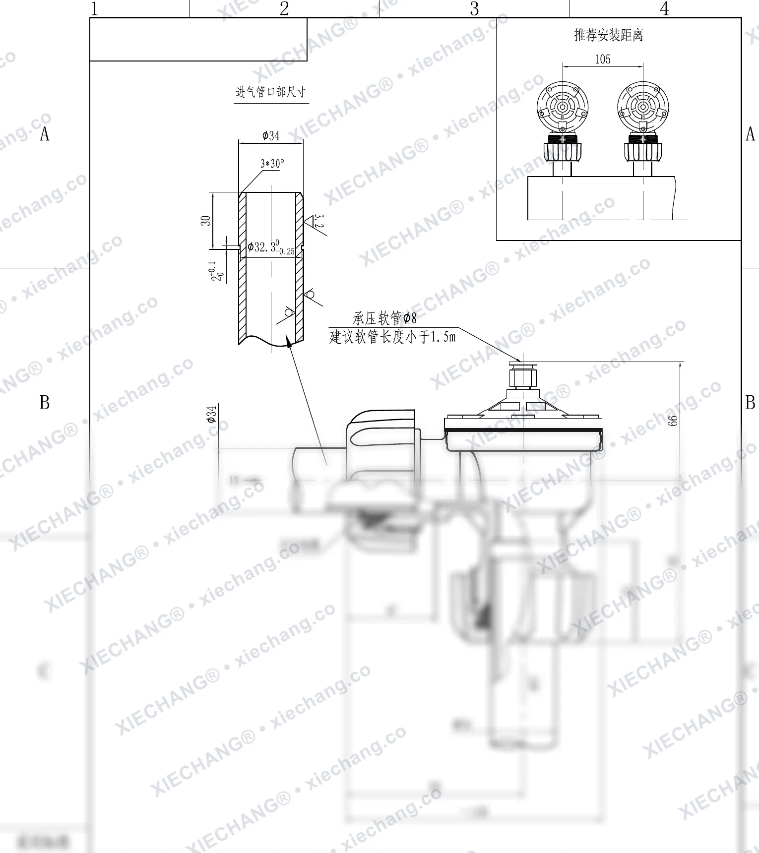 DCF-ZM-25-DXK · 1" · válvula con rosca macho (válvula de pulso en ángulo recto con rosca macho) — Plano de instalación